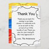 Comic Theme Baby shower Flat Dank u kaart (Voorkant / Achterkant)