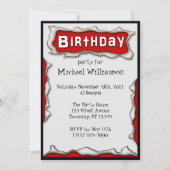 Comic Torn Papier rouge Invitations d'anniversaire (Devant)
