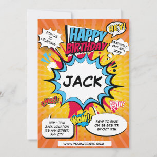 Comic verjaardagsuitnodiging kaart