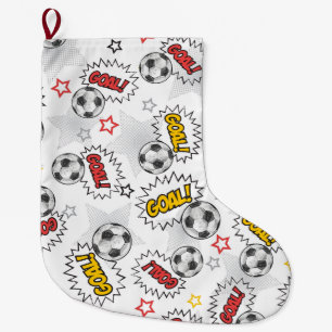 Comic Voetbal Doel Patroon – Retro Sport Grote Kerstsok