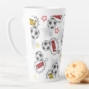 Comic Voetbal Doel Patroon – Retro Sport Latte Mok