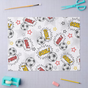 Comic Voetbal Doel Patroon – Retro Sport Tissuepapier