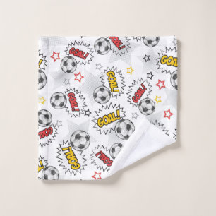 Comic Voetbal Doel Patroon – Retro Sport Washandje