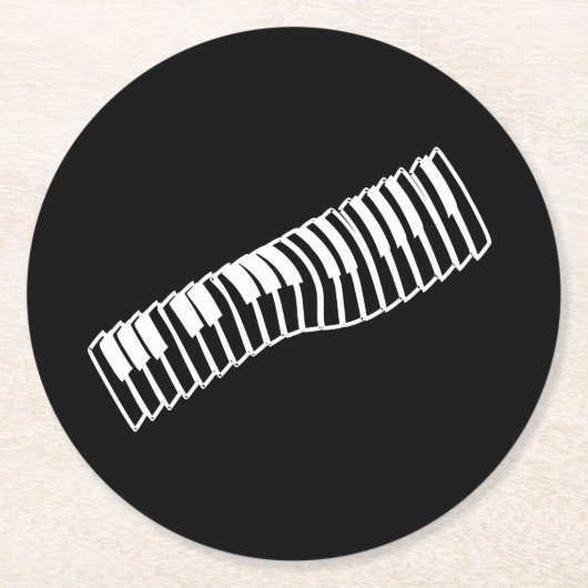 Comic White Line Art-tekentoetsenbord Ronde Kartonnen Onderzetter (Voorkant)