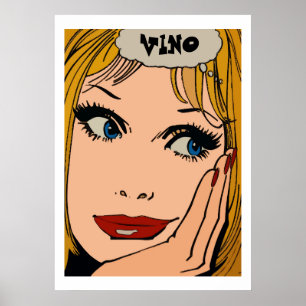Comic Woman Face, bewerkt Poster