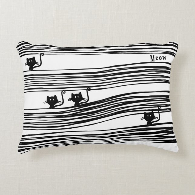 Comical Cats Pillow in Black & White Decoratief Kussen (Voorkant)