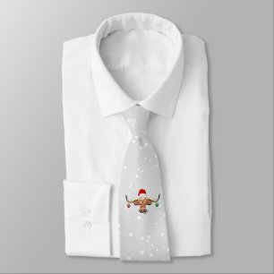 Comical Kerstmis Longhorn Steer Stropdas