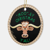 Comical Longhorn Steer Keramisch Ornament (Links)