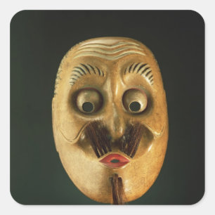 Comical Mask, noh Theater Vierkante Sticker