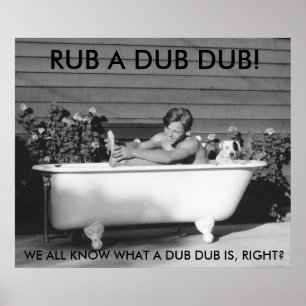 Comical Poster Boy die met zijn hond zwemt