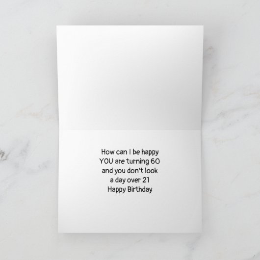 COMICAL RABBIT FOR **60th BIRTHDAY" Kaart (Binnen)