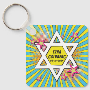 Comics Comic Book Bar of Bat Mitzvah gepersonalise Sleutelhanger