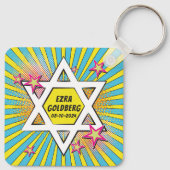 Comics Comic Book Bar of Bat Mitzvah gepersonalise Sleutelhanger (Achterkant)