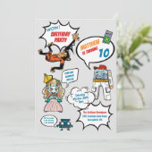 Comics Cool Superhero Party Verjaardag Uitnodiging (Staand voorkant)