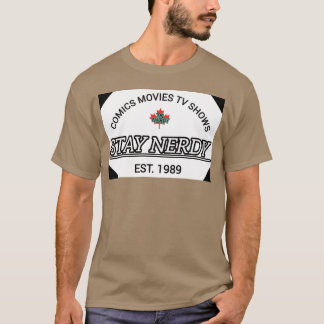 Comics FilmsV Shows Blijf Nerdy Opgericht 1989 vin T-shirt