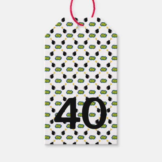 Comics Superheld 40th Birthday Pow Boom Zap Funny Cadeaulabel (Voorkant)