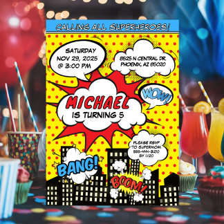 Comics Uitnodiging voor Superhelden verjaardagsfee