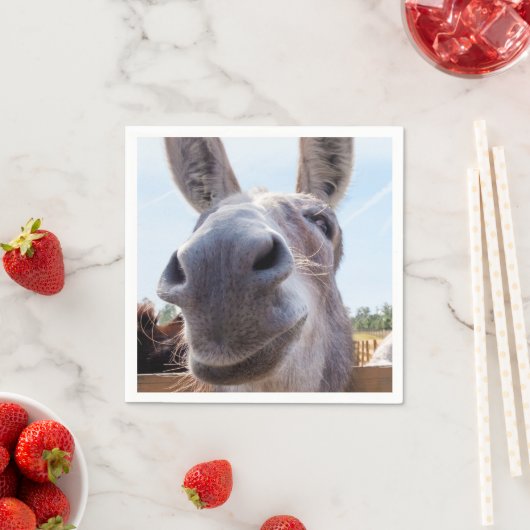 Comisch Glimlachende Grijze Ezel Servet (Insitu)