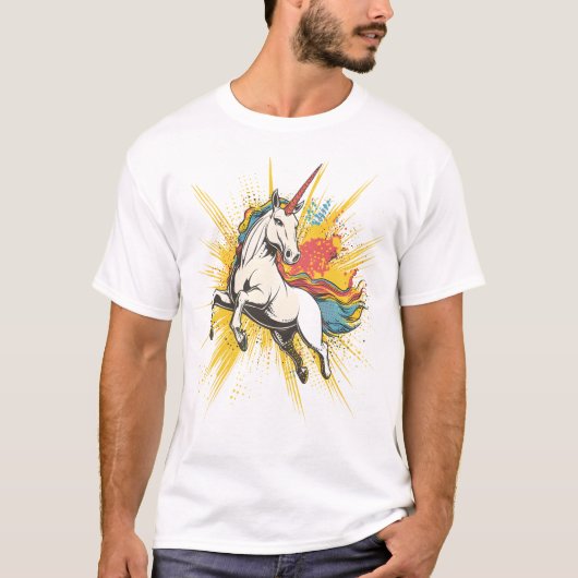 Comische Explosie Eenhoorn (1) T-shirt (Voorkant)