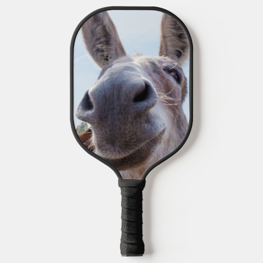 Comische Grijze Glimlachende Ezel Pickleball Paddle (Voorkant)