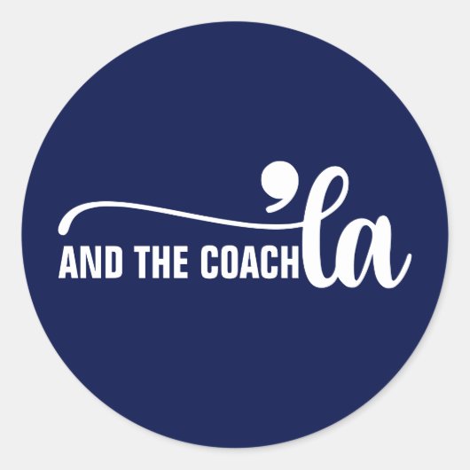 Comma en coach | Kamala Harris Coach Blue Ronde Sticker (Voorkant)
