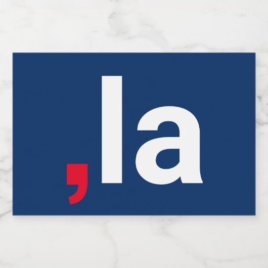 Comma La kamala grappige uitspraak rood wit blauw Voedselcontainer Etiket (Enkel label)