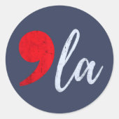 Comma La Kamala Harris 2024 President Grappig Ronde Sticker (Voorkant)