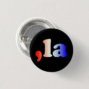 Comma La kamala rood wit blauw verloop tekst zwart Ronde Button 3,2 Cm