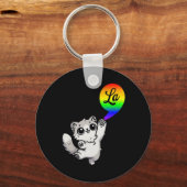 Comma-la met Schattige Cat Kamala Rainbow Design Sleutelhanger (Voorkant)