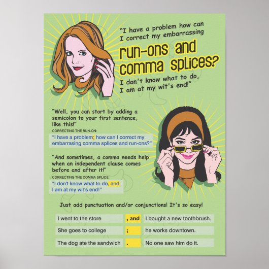 Comma Splices en run-ONS Poster (Voorkant)