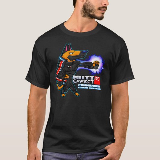 Commandant Duits Shepherd Mutt Effect T-shirt (Voorkant)