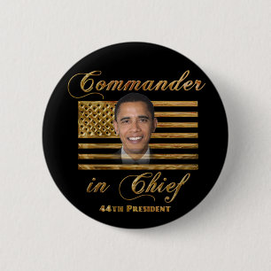 Commandant opperbevelhebber Barack Obama Ronde Button 5,7 Cm