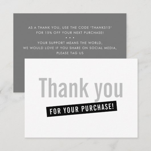 COMMANDE D'INSERTION D'AFFAIRES merci moderne gris (Devant / Derrière)