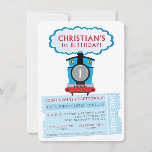 COMMANDE PERSONNALISÉE Invitation de train pour le (Devant)