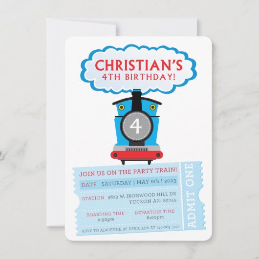 COMMANDE PERSONNALISÉE Invitation train d'annivers (Devant)