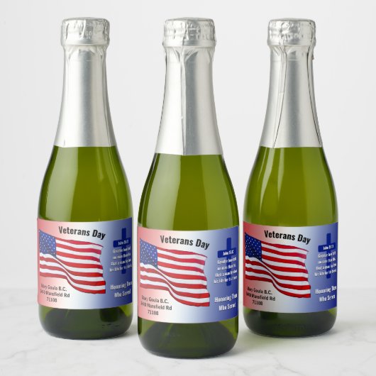 Commande sur mesure, Vétérans Jour Mini Étiquettes (Bouteilles)
