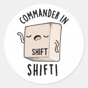 Commander in Shirt Funny Keyboard Pun Ronde Sticker