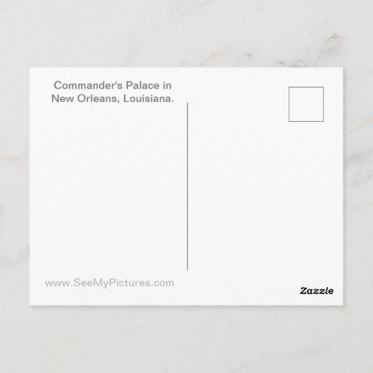 Commander's Palace Briefkaart (Achterkant)