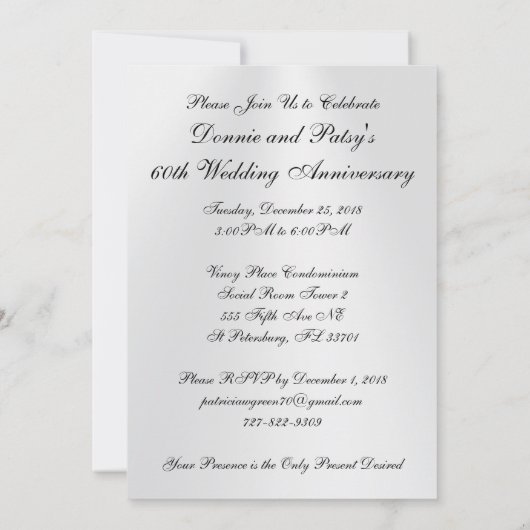 Commandes spéciales Invitations du 60e anniversair (Dos)