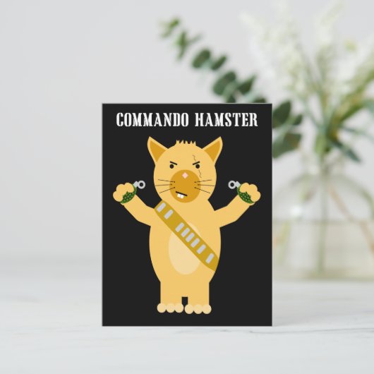 Commando Hamster Briefkaart (Staand voorkant)