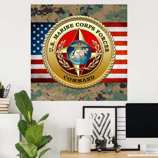 Commando Mariene Corps (MARFORCOM) [3D] Poster (Thuiskantoor)