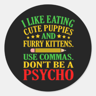 Commas English Language Teacher Teach Student gebr Ronde Sticker