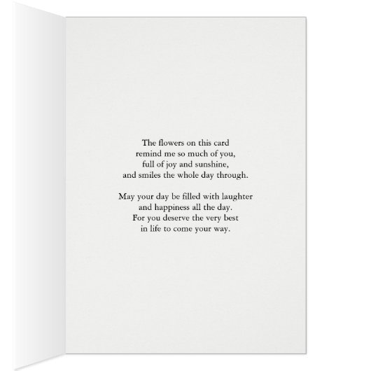 Comme une fille Anniversaire Beaux Roses (Intérieur (Droit))