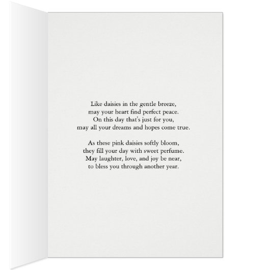 Comme une fille pour moi Anniversaire Rose Daisées (Intérieur (Droit))