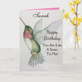 Comme Une Soeur Anniversaire HummingBird Carte De (Fleur jaune)