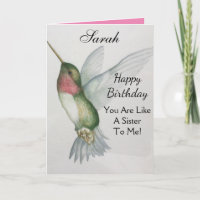 Comme Une Soeur Anniversaire HummingBird Carte De 