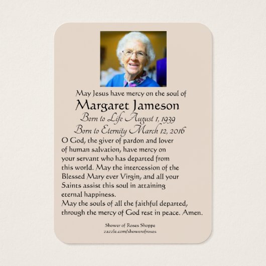 Commémoration funéraire de la Vierge catholique Pr (Dos)