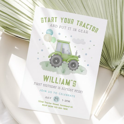 Commencer votre tracteur Invitation d'anniversaire
