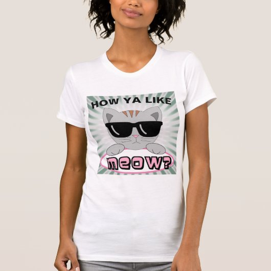 Comment aimes-tu MEOW ? T-Shirt Chat avec Lunettes (Devant)
