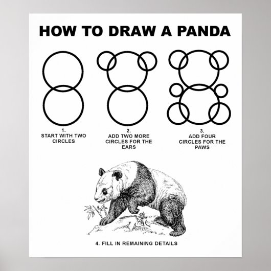 Comment dessiner une affiche drôle de panda (Devant)